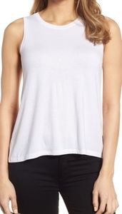 Halogen Keyhole Back Tank Top, White XL